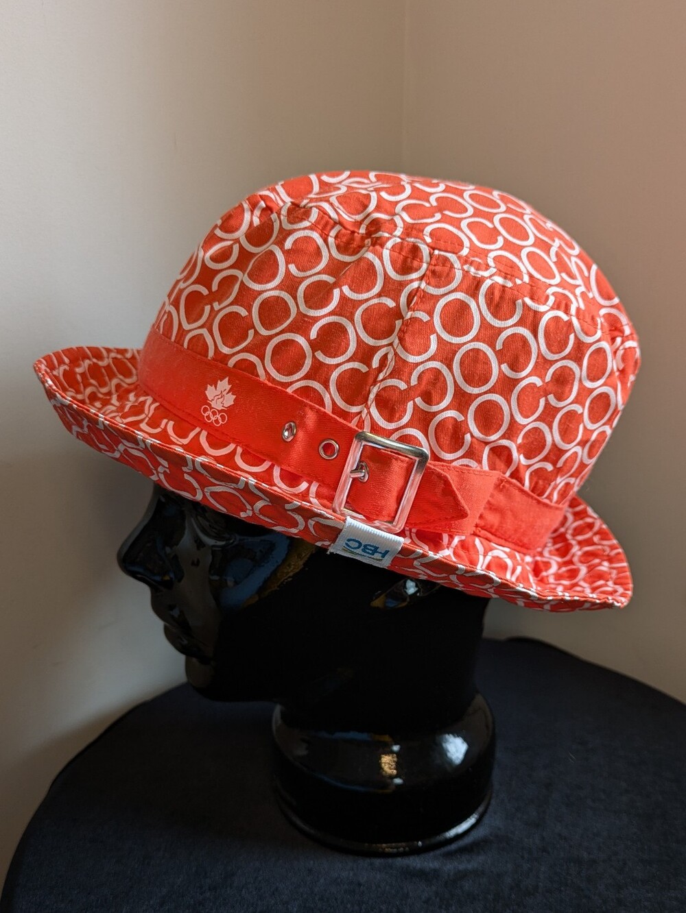 Hudson Bay Company Olympic Orange Patterned Bucket Hat with Buckle
